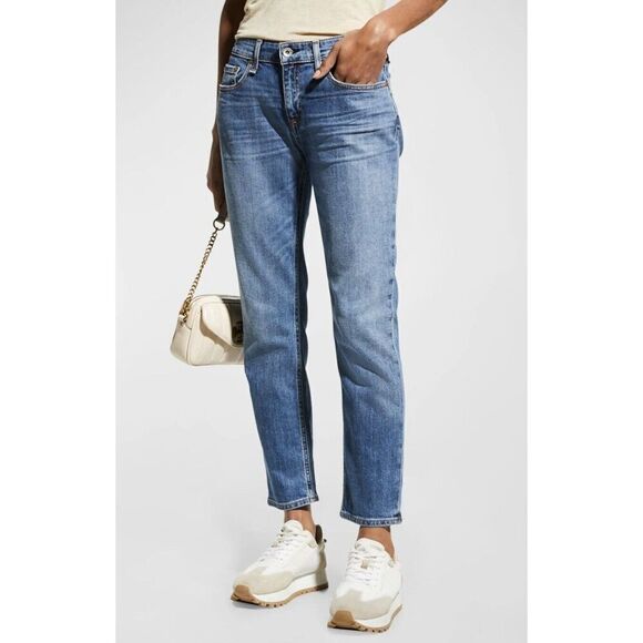 Rag & Bone The Dre Medium Wash Jeans Size 28 Low Rise Slim Ankle Color Cannon - Picture 1 of 16